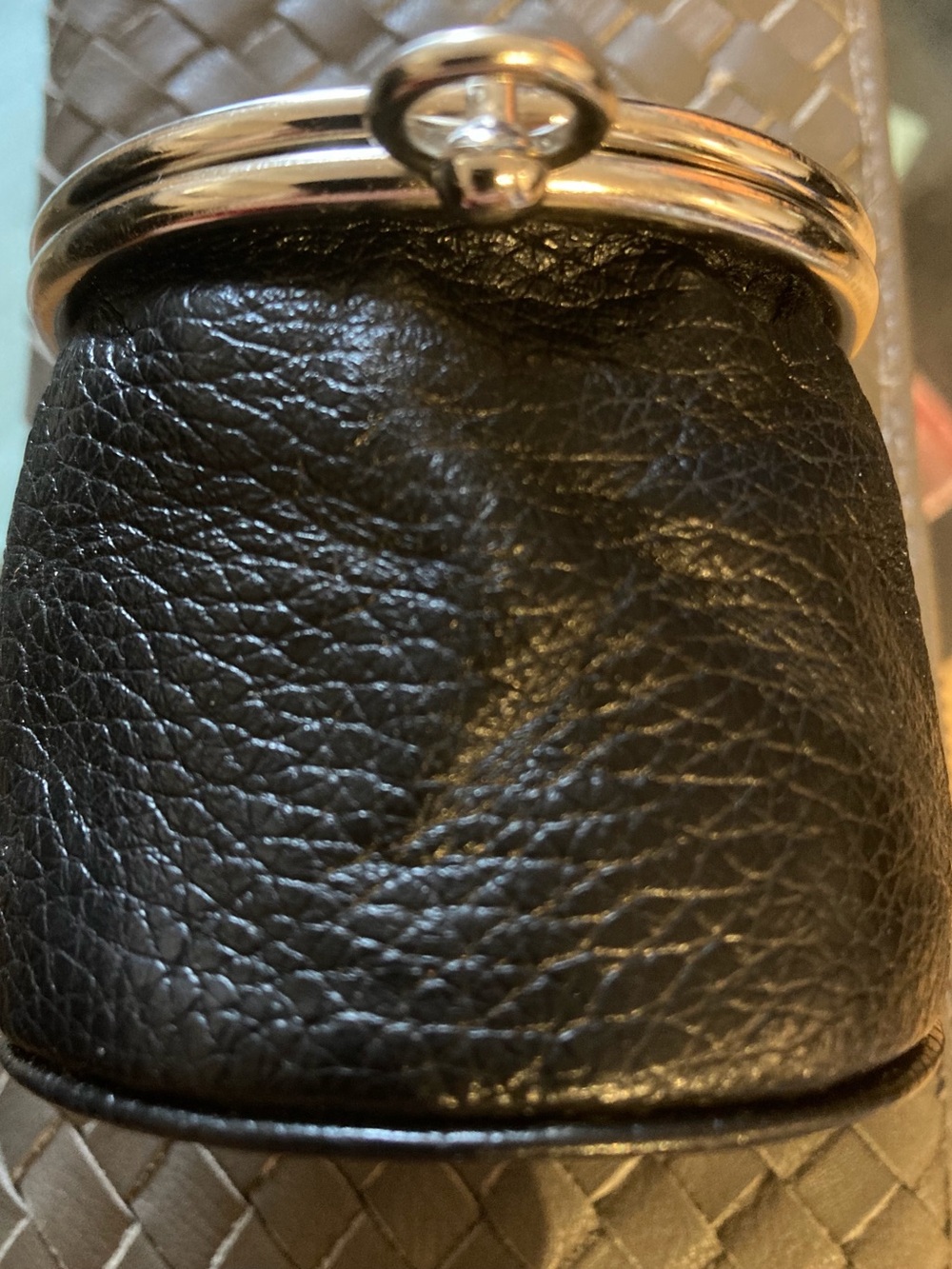 Danier Black Leather Coin Purse with Silver Accent